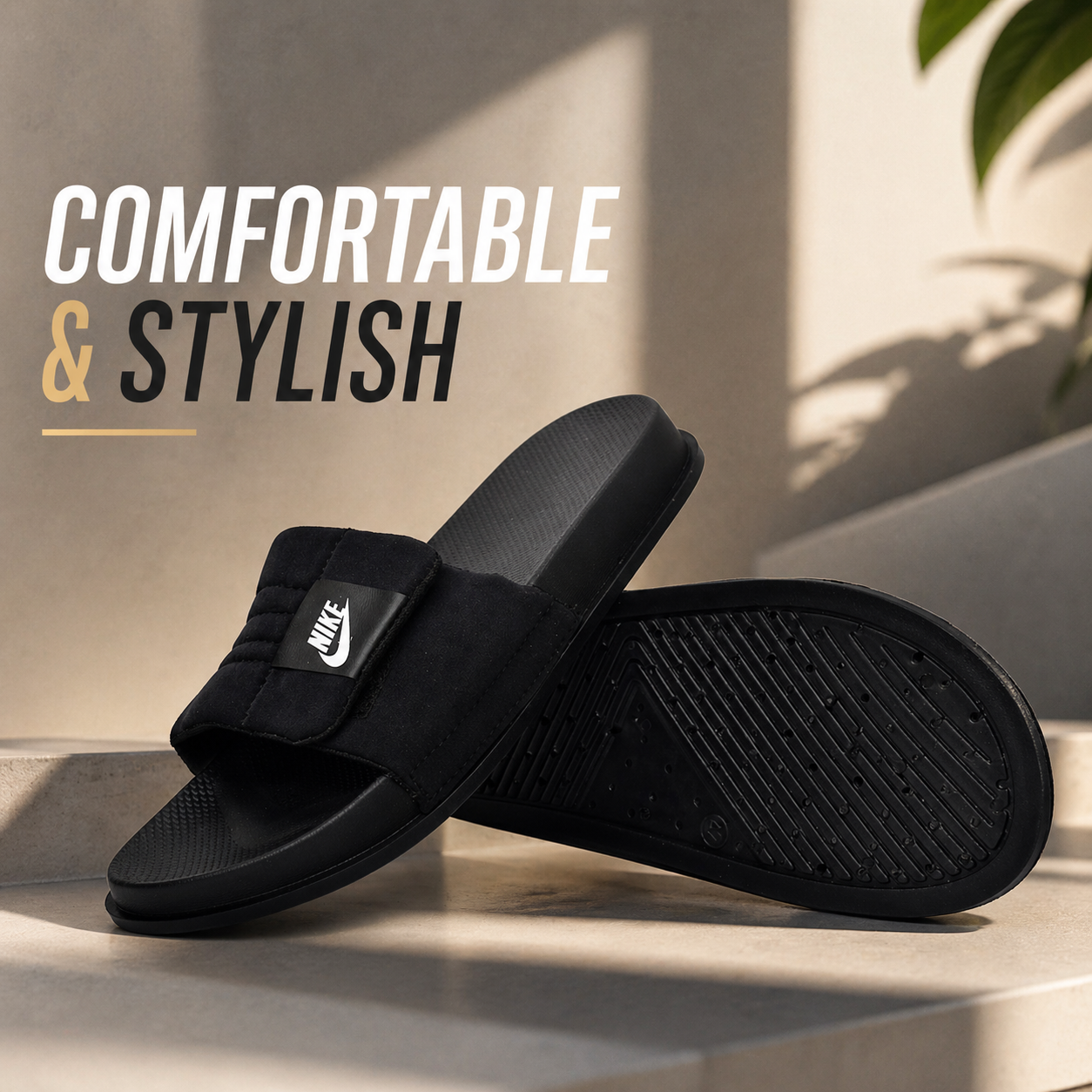 Offcourt Adjust Slide Slippers(BLACK)